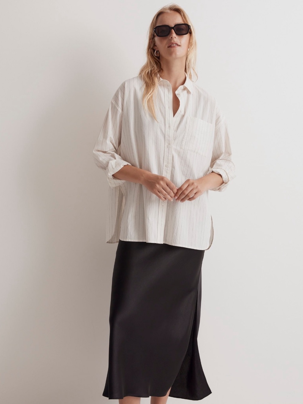 Madewell The Signature Poplin Oversized Shirt in Stripe size medium - Picture 12 of 12